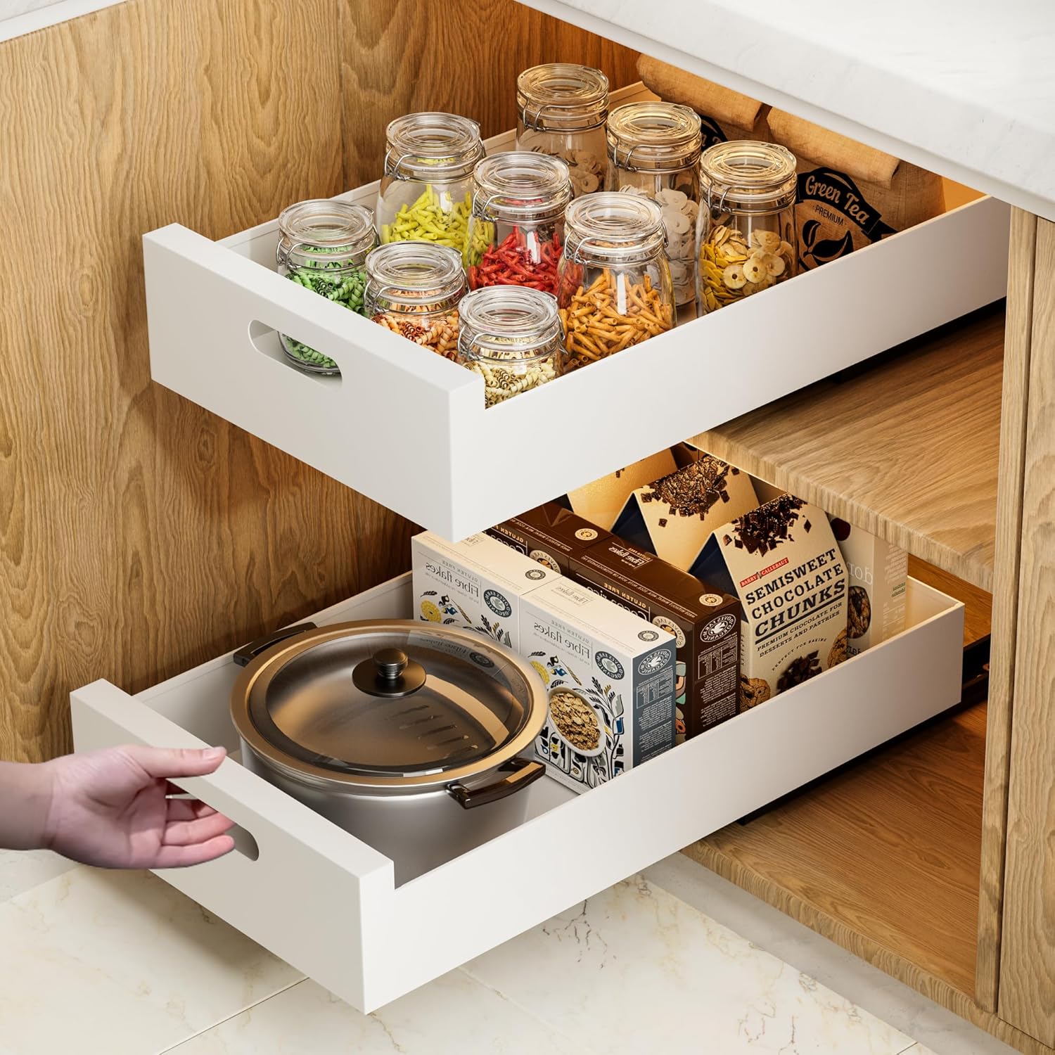21in Deep Pull Out Cabinet Organizer for Easy Kitchen Storage