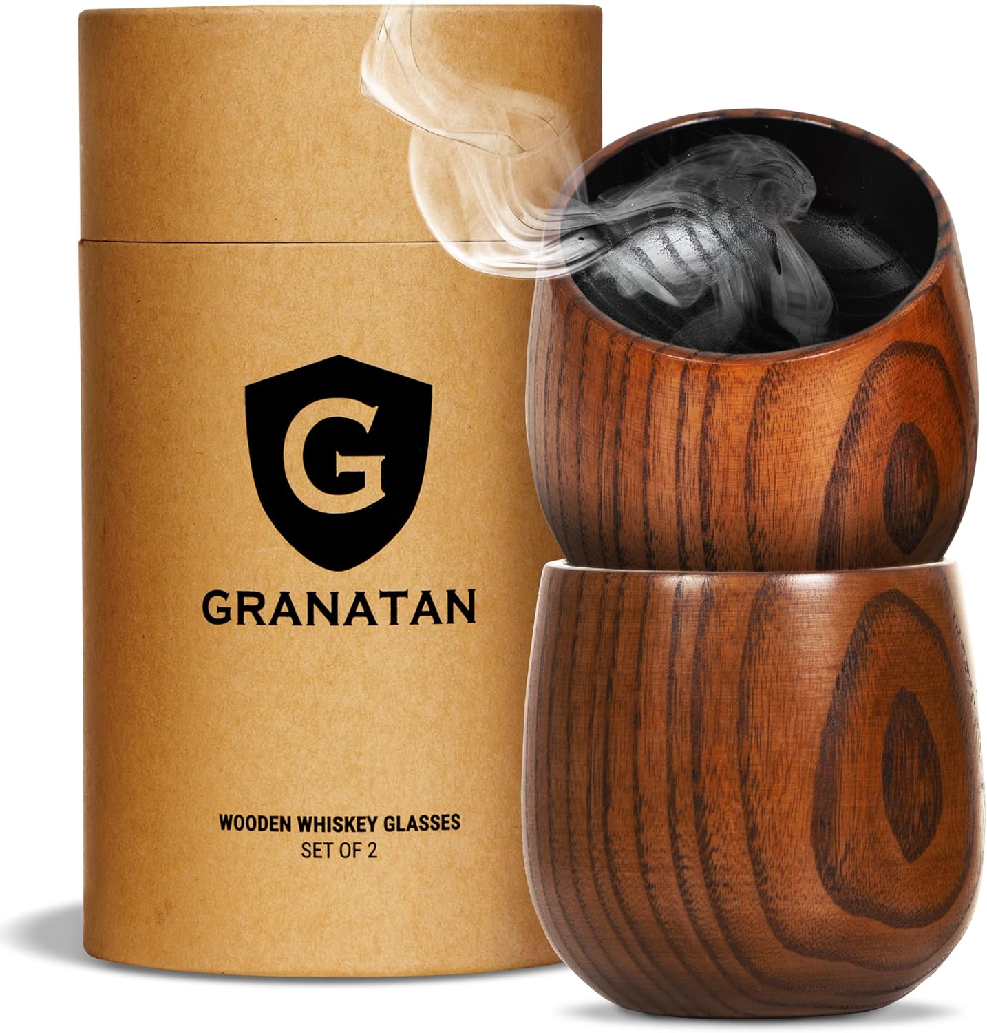 Charred Wooden Bourbon Drinking Glass Set for Whiskey Lovers