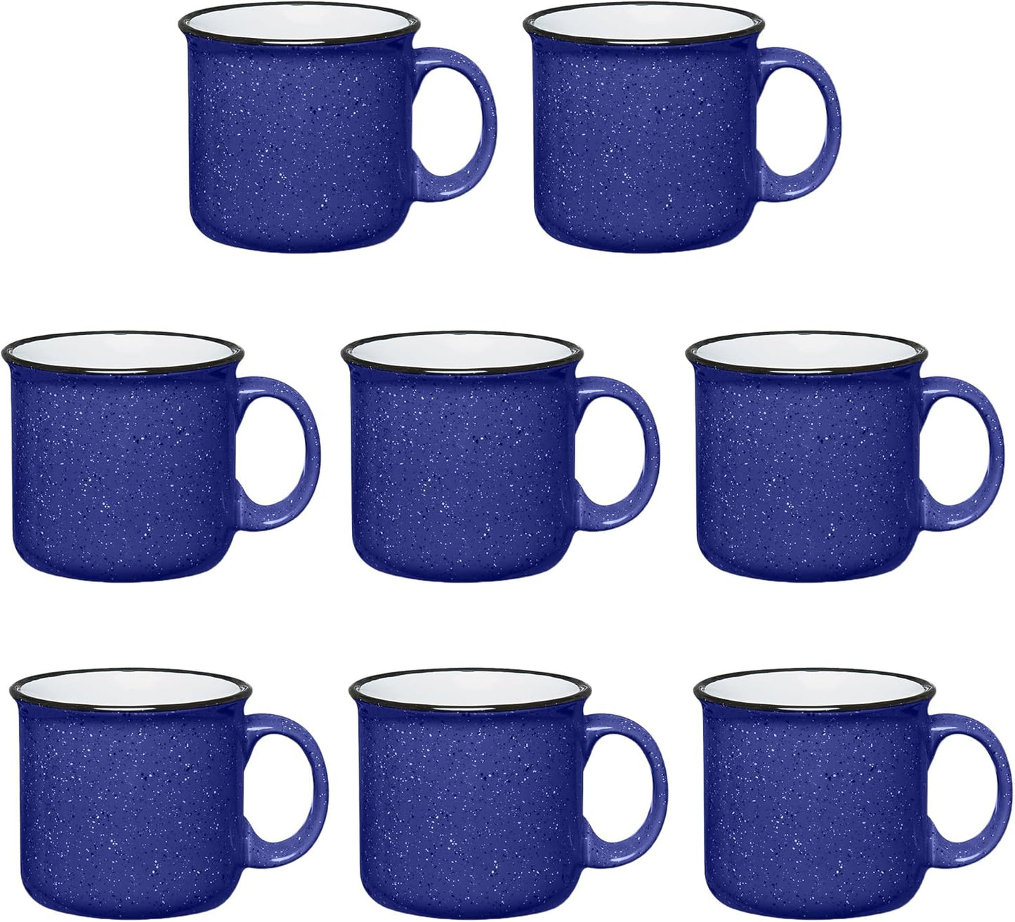 Set of 8 Ceramic Campfire Mugs 15 Oz for Coffee & Tea Lovers