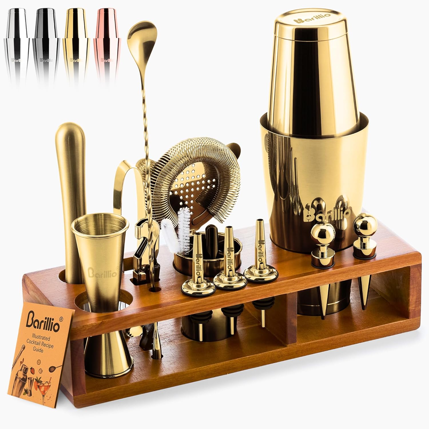 Barillio Gold Bartender Kit: 23-Piece Cocktail Shaker Set