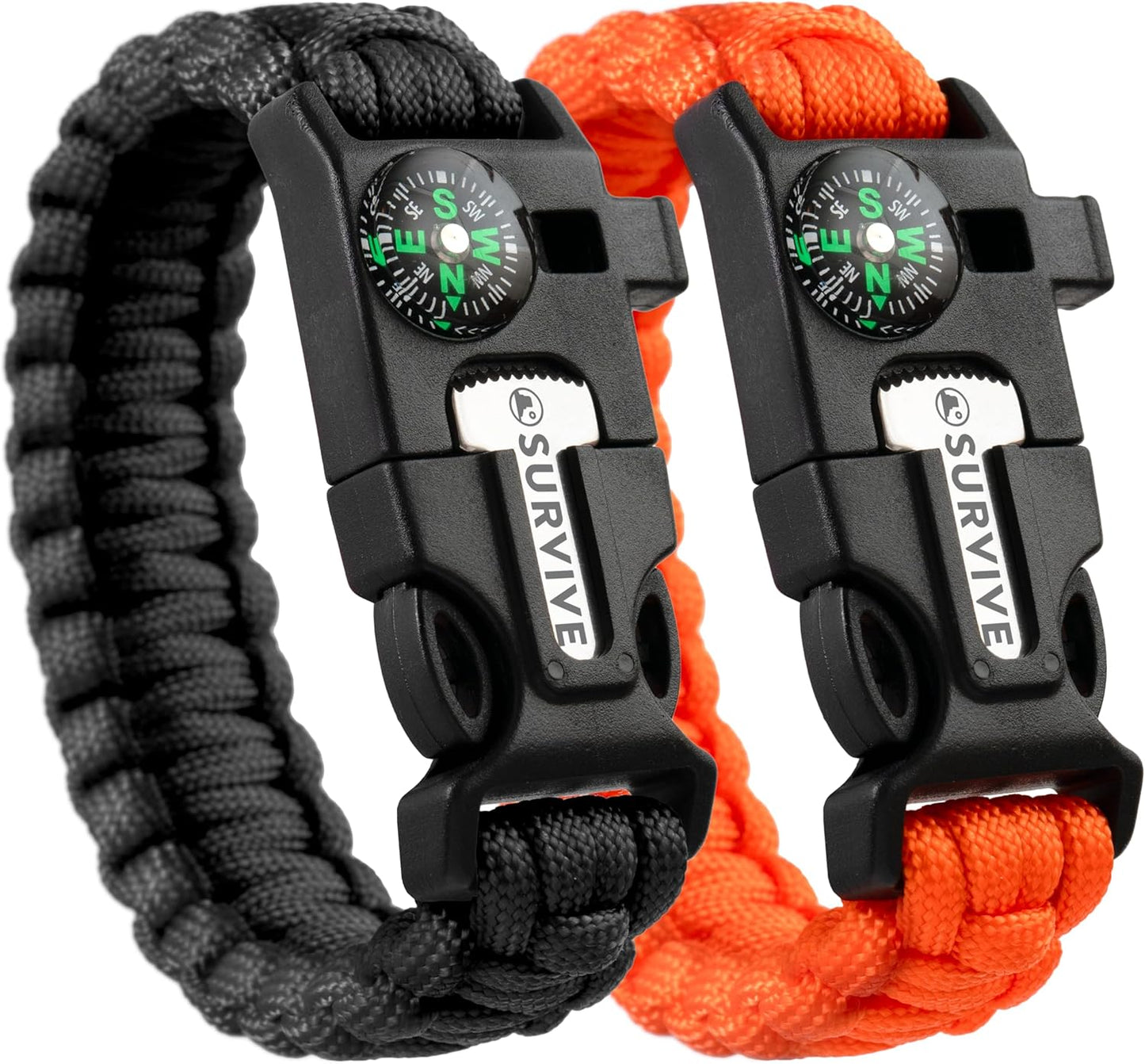 Survive Paracord Bracelet 2-Pack - Emergency Survival Kit