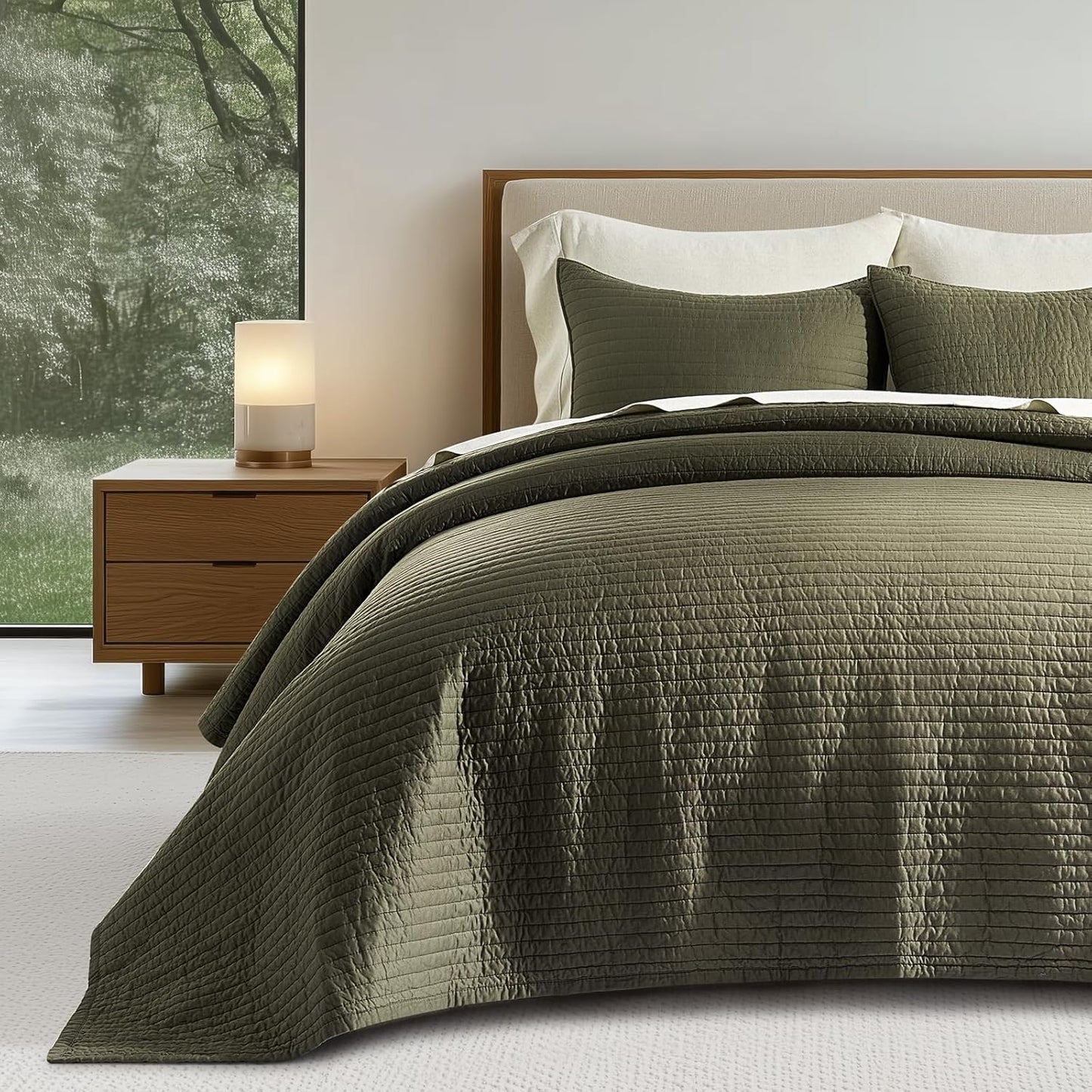 EVERGRACEHOME Cotton Sateen Quilt Set King Size for All Seasons