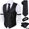 Mens Silk Paisley Vest Set with Tie & Accessories - Formal & Casual