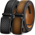 BULLIANT Men's Ratchet Belt 2 Pack - Precise Adjustable Leather Fit