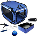 Extra Large Cat Carrier for Travel Blue Checkers - Foldable Kennel