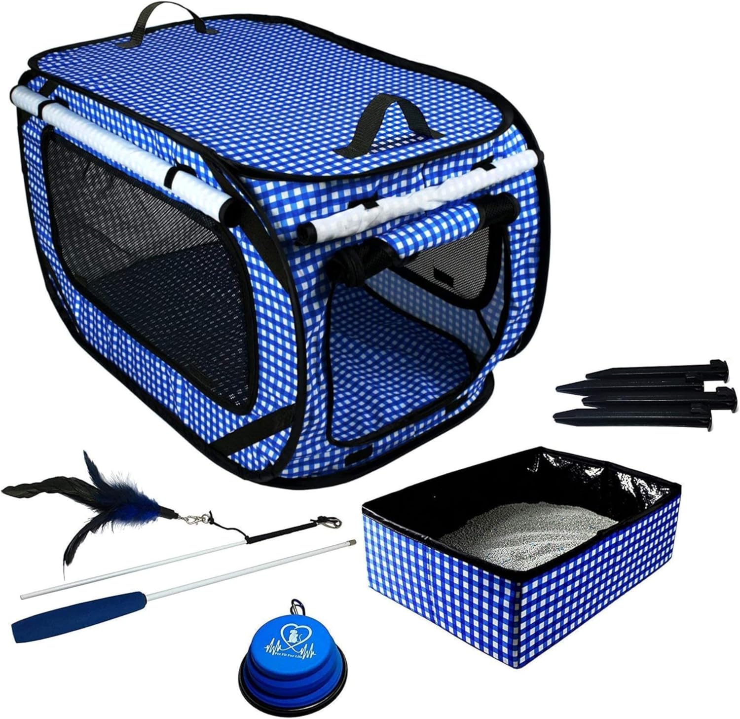 Portable Cat Carrier with Litter Box & Toy (31 characters)