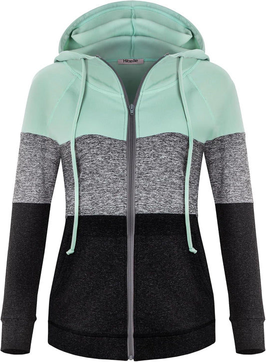 Hibelle Women's Full-Zip Fleece Lined Hoodie for Active Wear