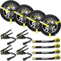 4 Pack Tire Ratchet Straps 2 in x 96 in - 9900lb Break Strength