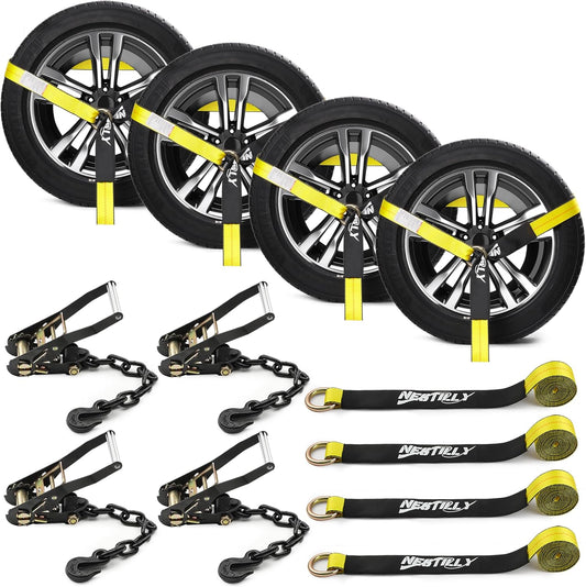 4 Pack Car Tie Down Straps for Trailers - Heavy Duty 9900LBS