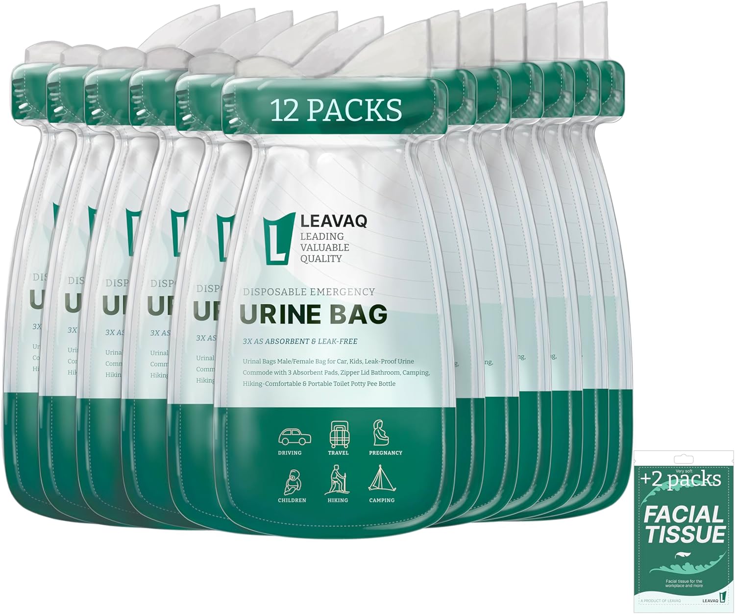Leavaq Disposable Urine Bags - Leak-Proof Portable Relief