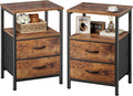 Huuger Night Stand Set of 2 - Compact Bedside Tables for Small Spaces