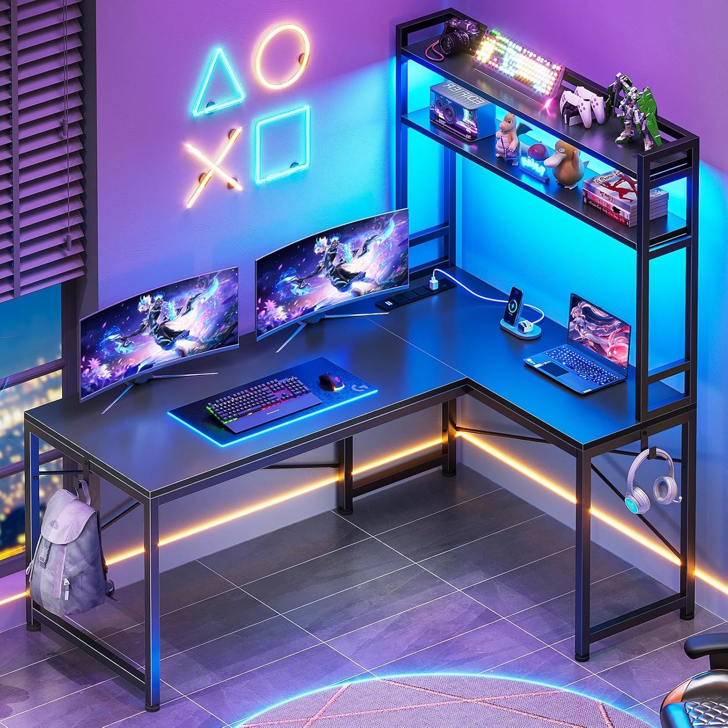 SEDETA L-Shaped Gaming Desk: Compact & Feature-Packed