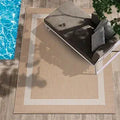 Outdoor Rug 5x7 Bordered Beige/White - Washable Modern Area Rug