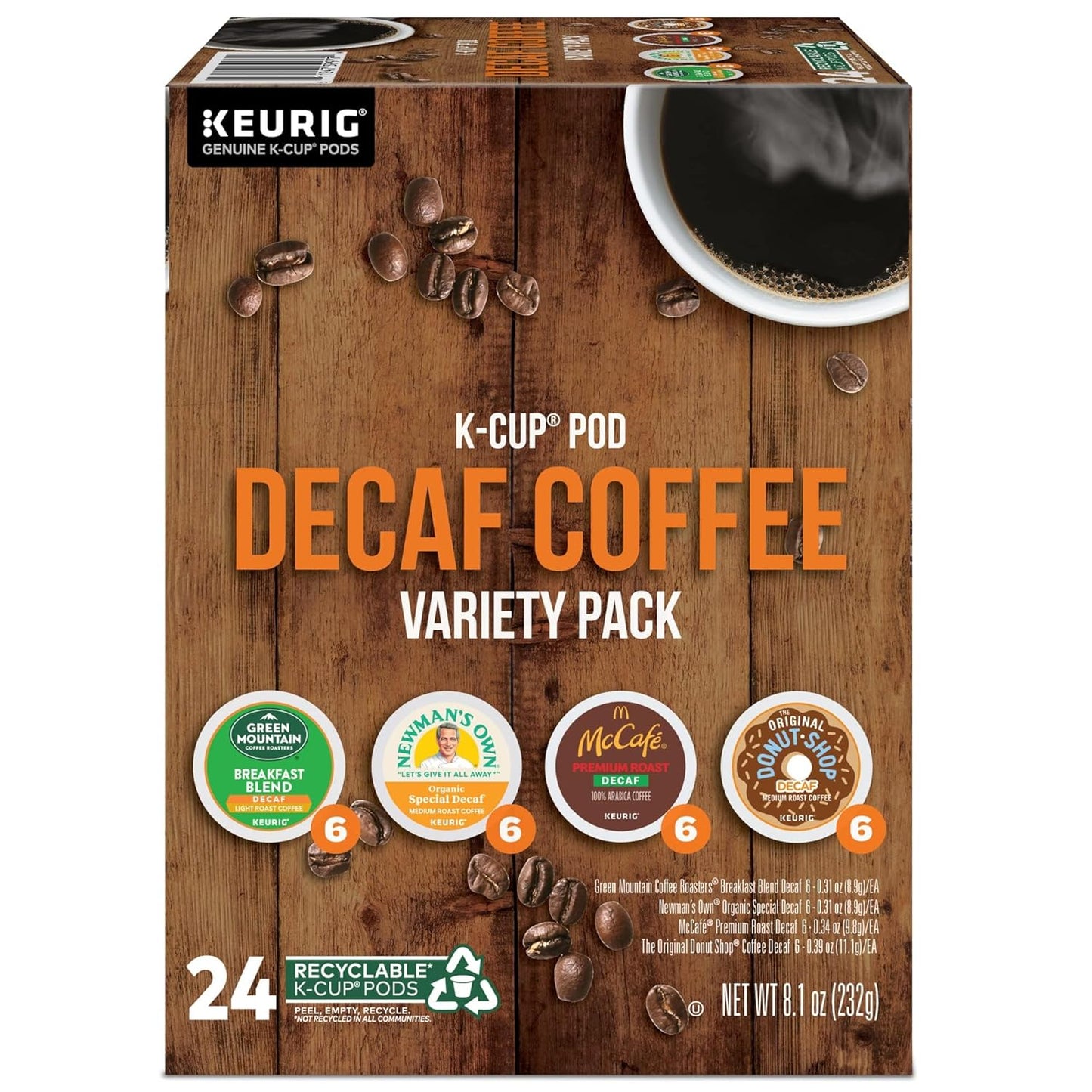 Keurig Decaf Variety Pack - 24 Count Pods