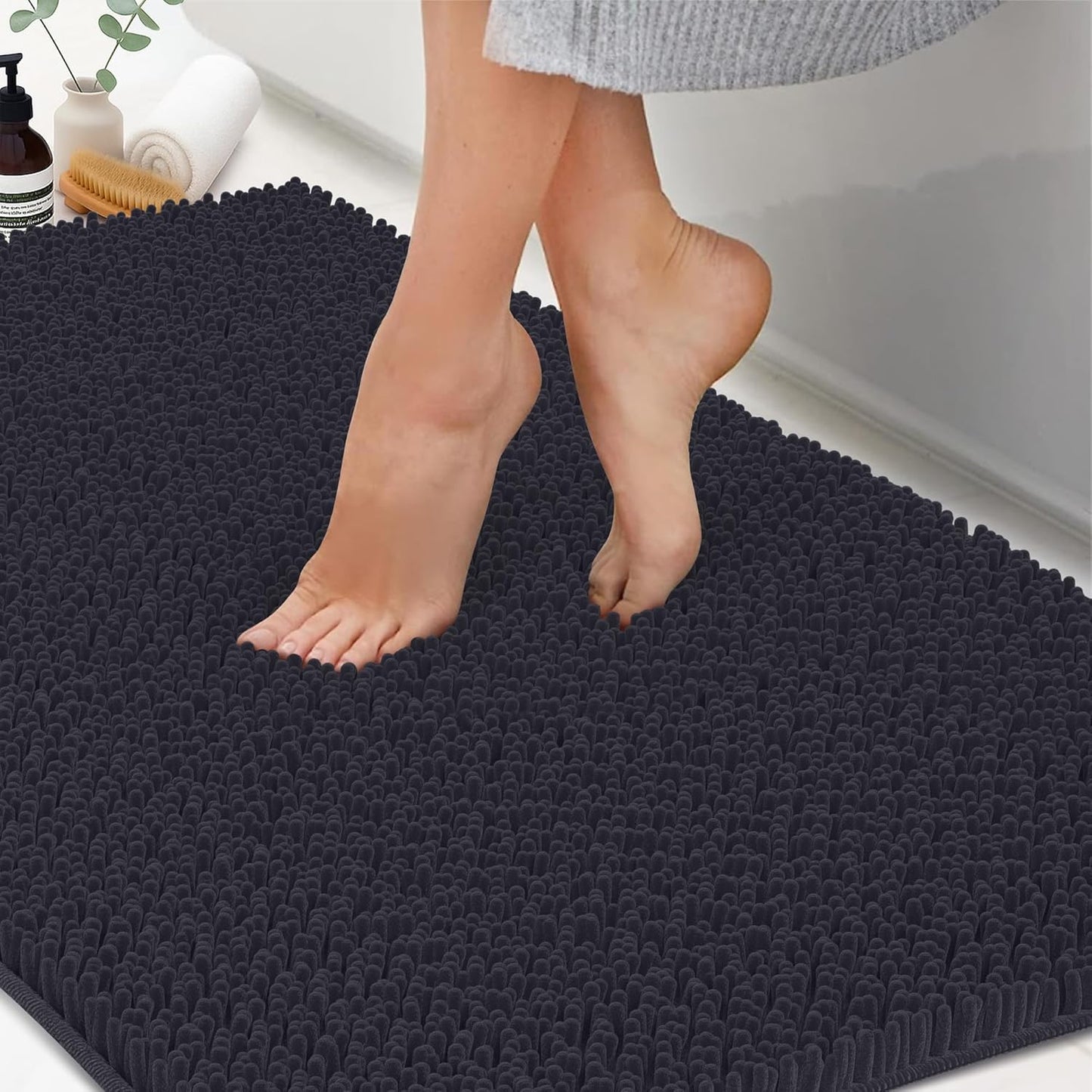 ITSOFT Plush Bathroom Rug 47x21, Non Slip Chenille Bath Mat