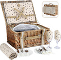 Willow Picnic Basket Set for 2 Persons - Insulated Cooler & Waterproof
