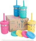 10oz Stainless Steel Kids Mason Jars 4 Pack - Spill Resistant Cups