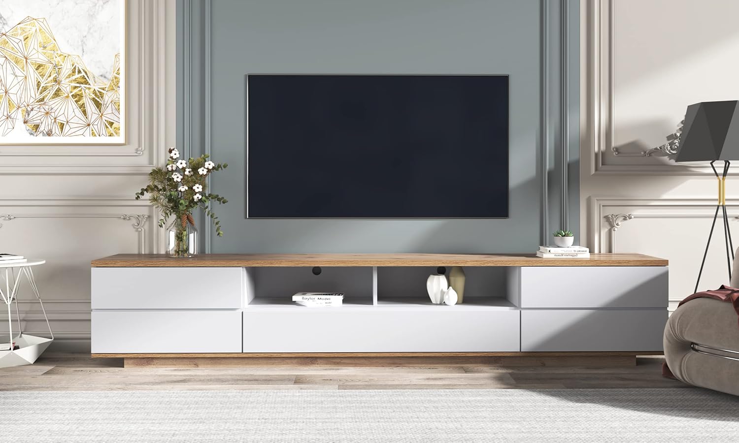 Merax White TV Stand for TVs Up to 80