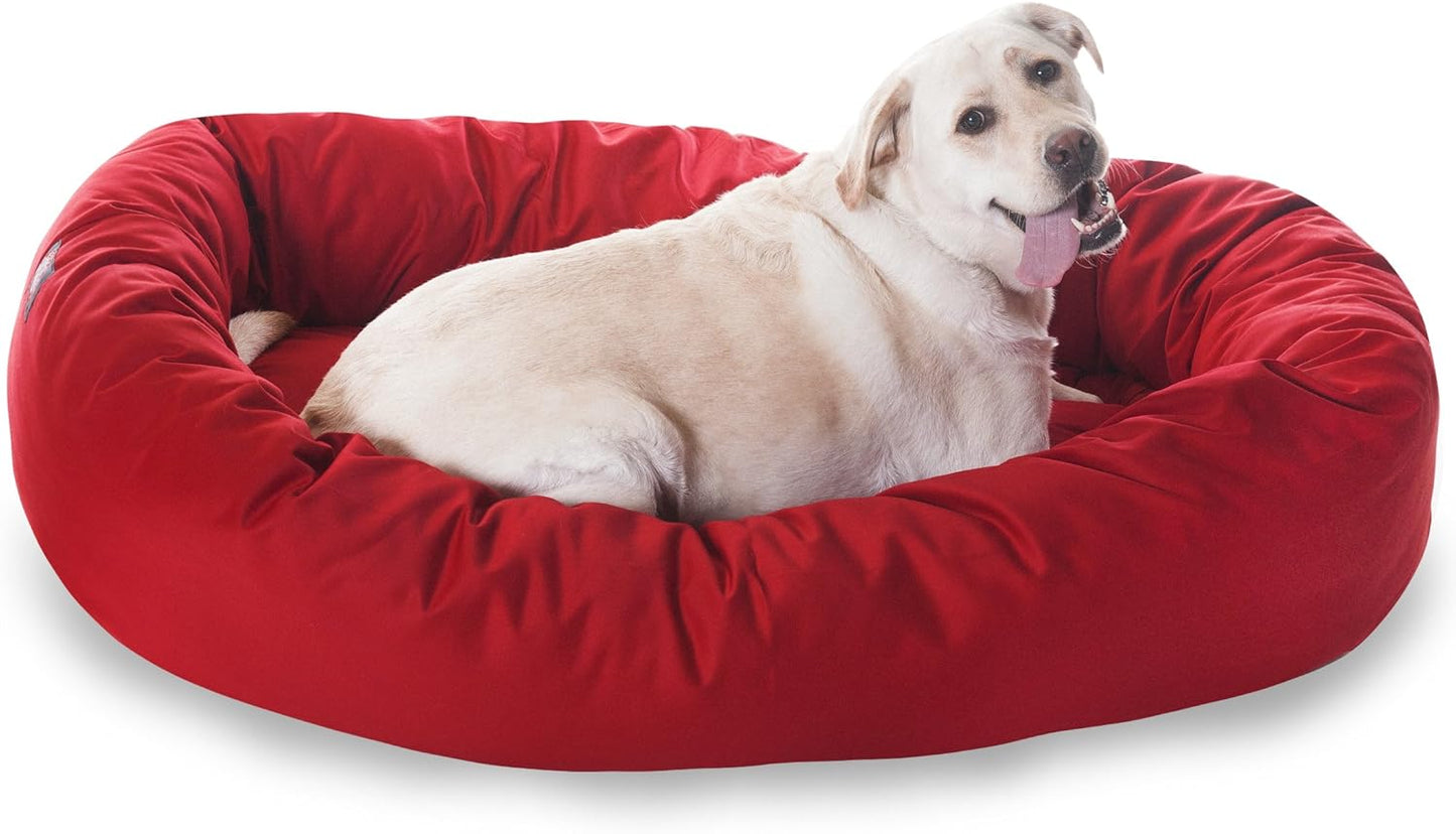 Majestic Pet 52 inch Red Bagel Dog Bed for Ultimate Comfort