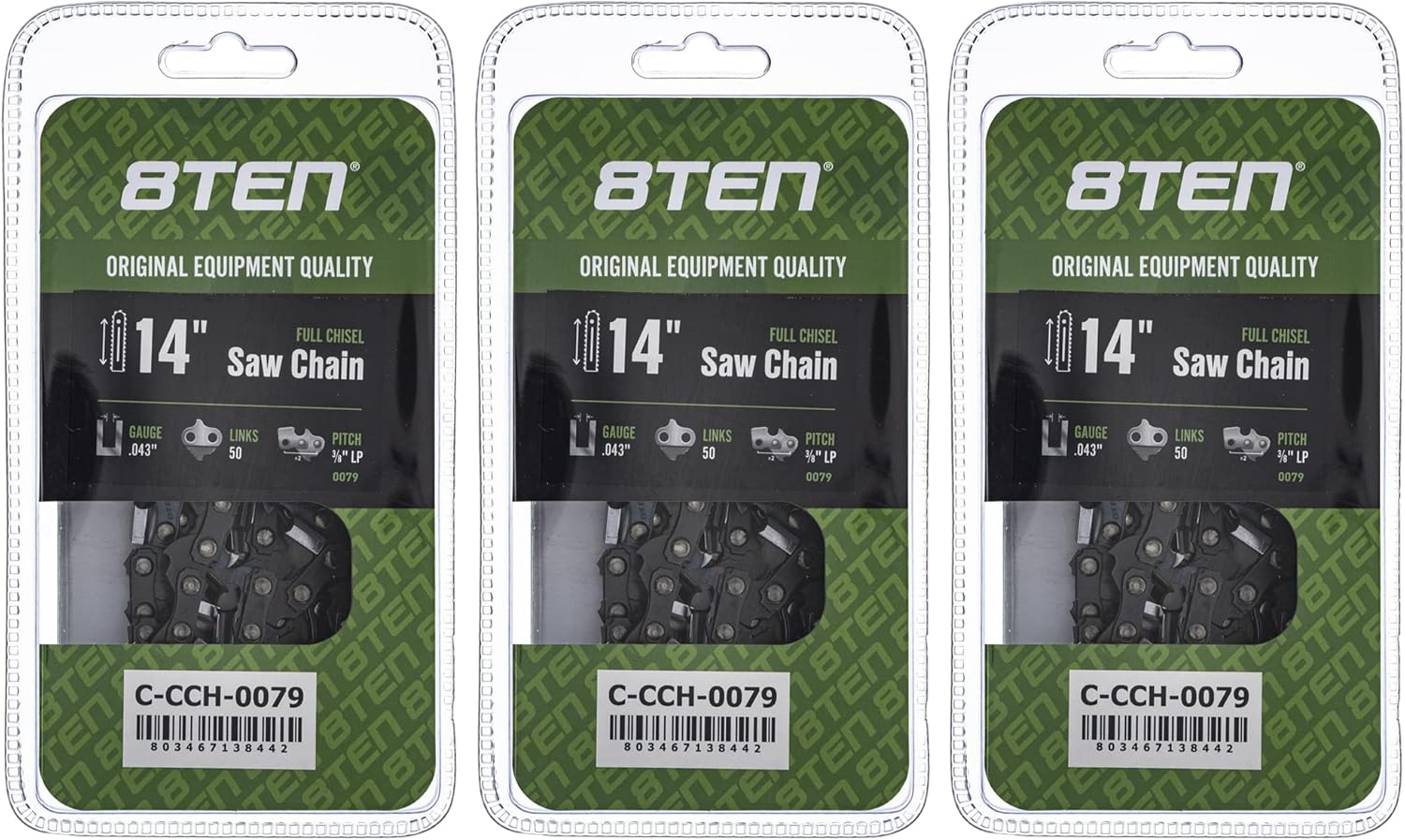 8TEN Full Chisel Chainsaw Chain 14 Inch for Stihl MS Series