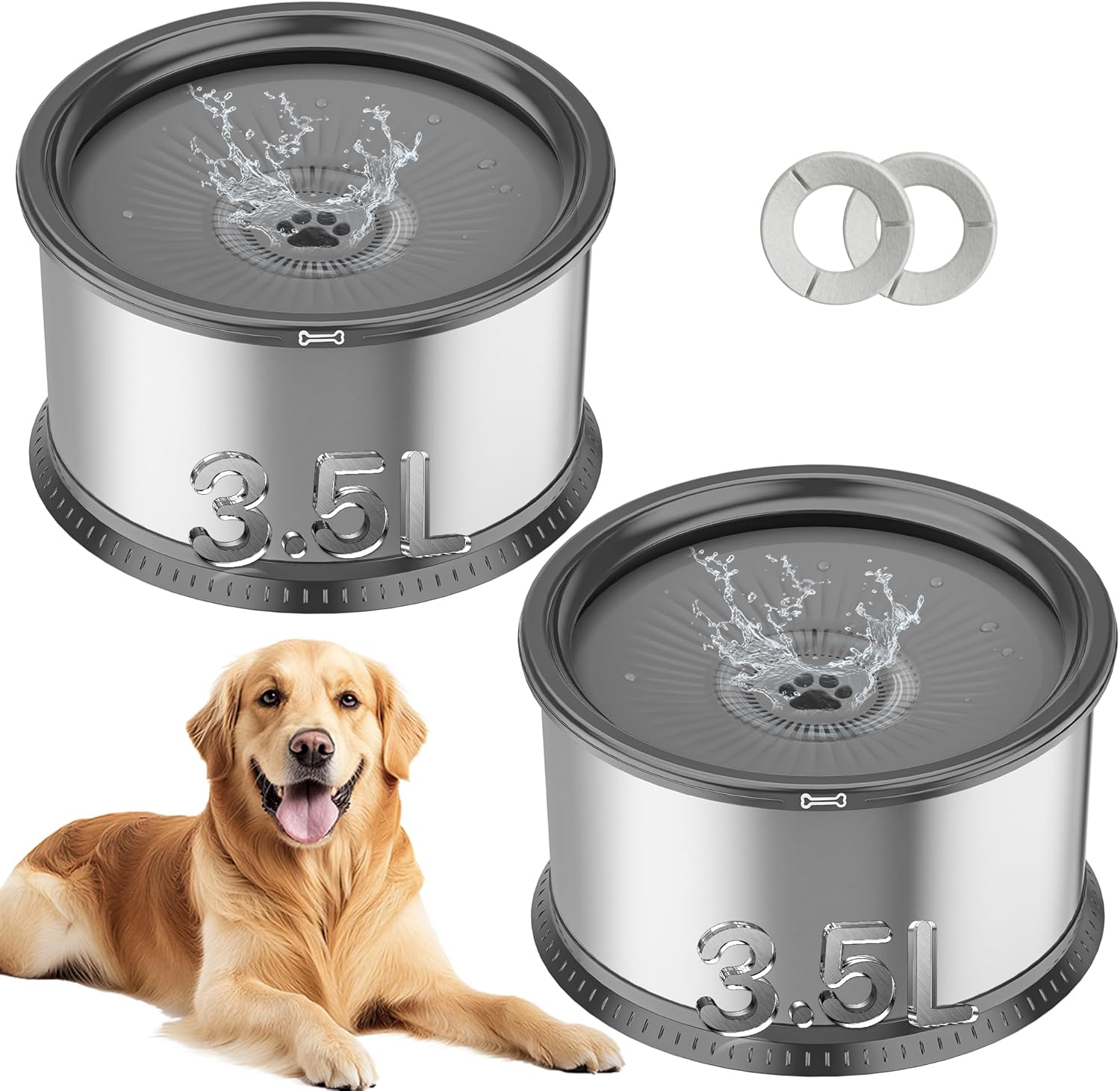 2PCS 3.5L No Spill Dog Water Bowl for Hydration and Cleanliness