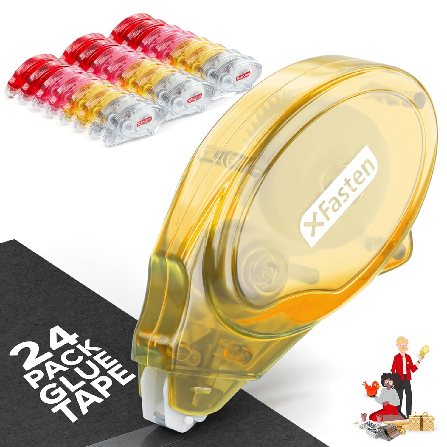 XFasten Double Sided Tape for Scrapbooking, 30ft Multicolor Rollers