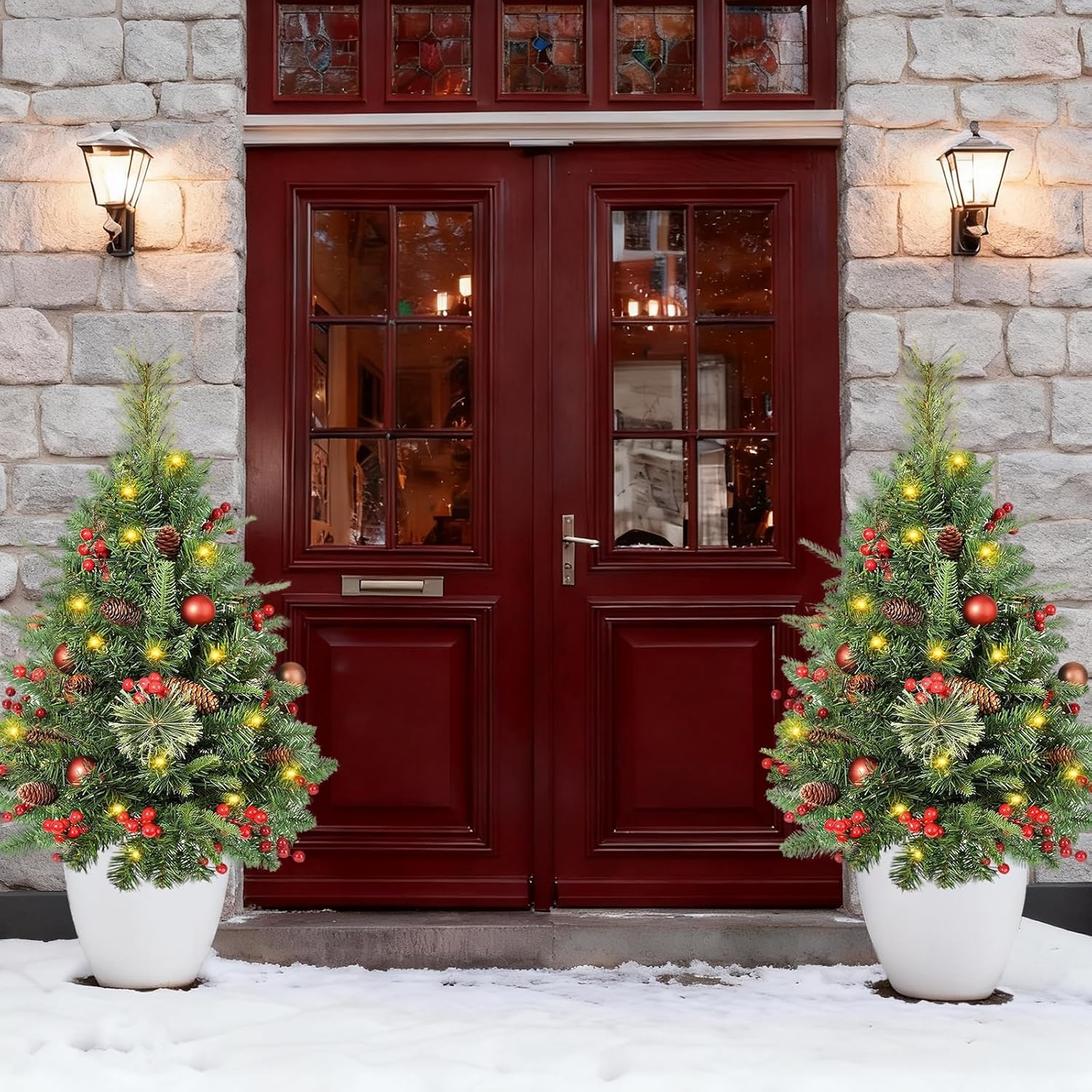 30 Inch Christmas Urn Fillers Set for Festive Outdoor Decor