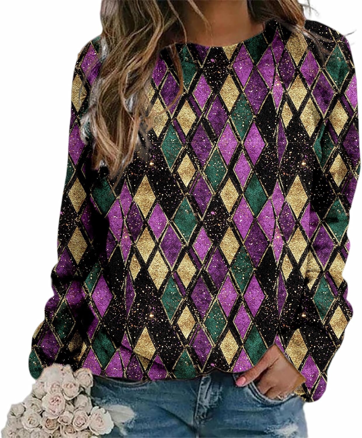 Mardi Gras Plus Size Tie Dye Sweatshirt