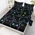 Axolotl Kids Bedding Cute Cat Sheet Set Twin Size - Colorful 4Pc
