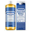 Pure-Castile Peppermint Liquid Soap 32oz - Multiuse Gentle Cleanser