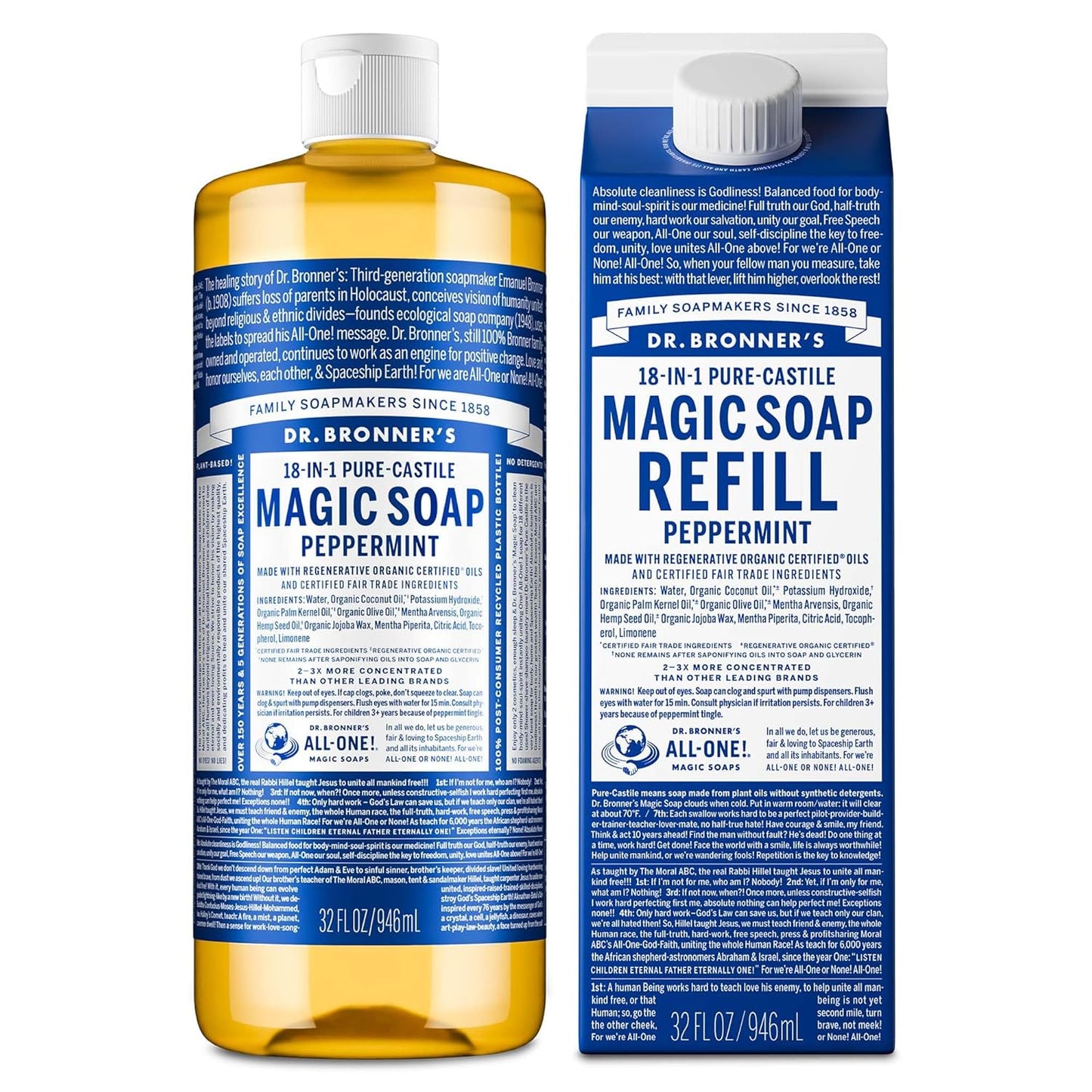 Dr. Bronner's Pure-Castile Liquid Soap for All Your Needs