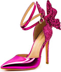 Fashion High Heels Butterfly Back Sexy Stiletto Pumps - Sparkly 4.52