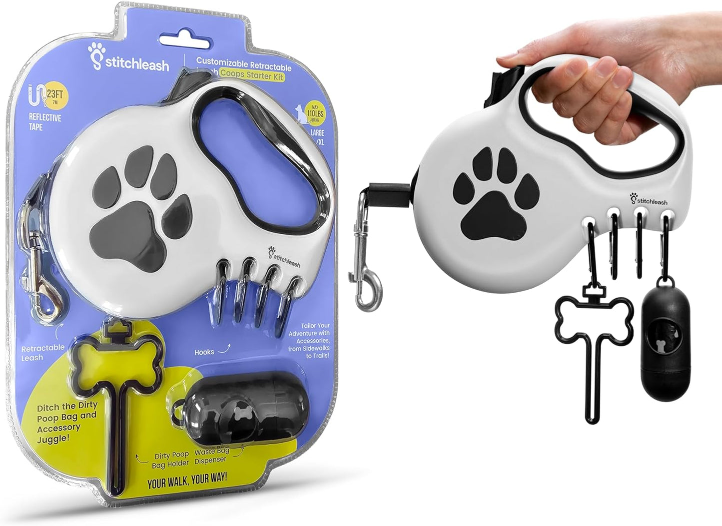 Retractable Dog Leash for Large Dogs with Customizable Design