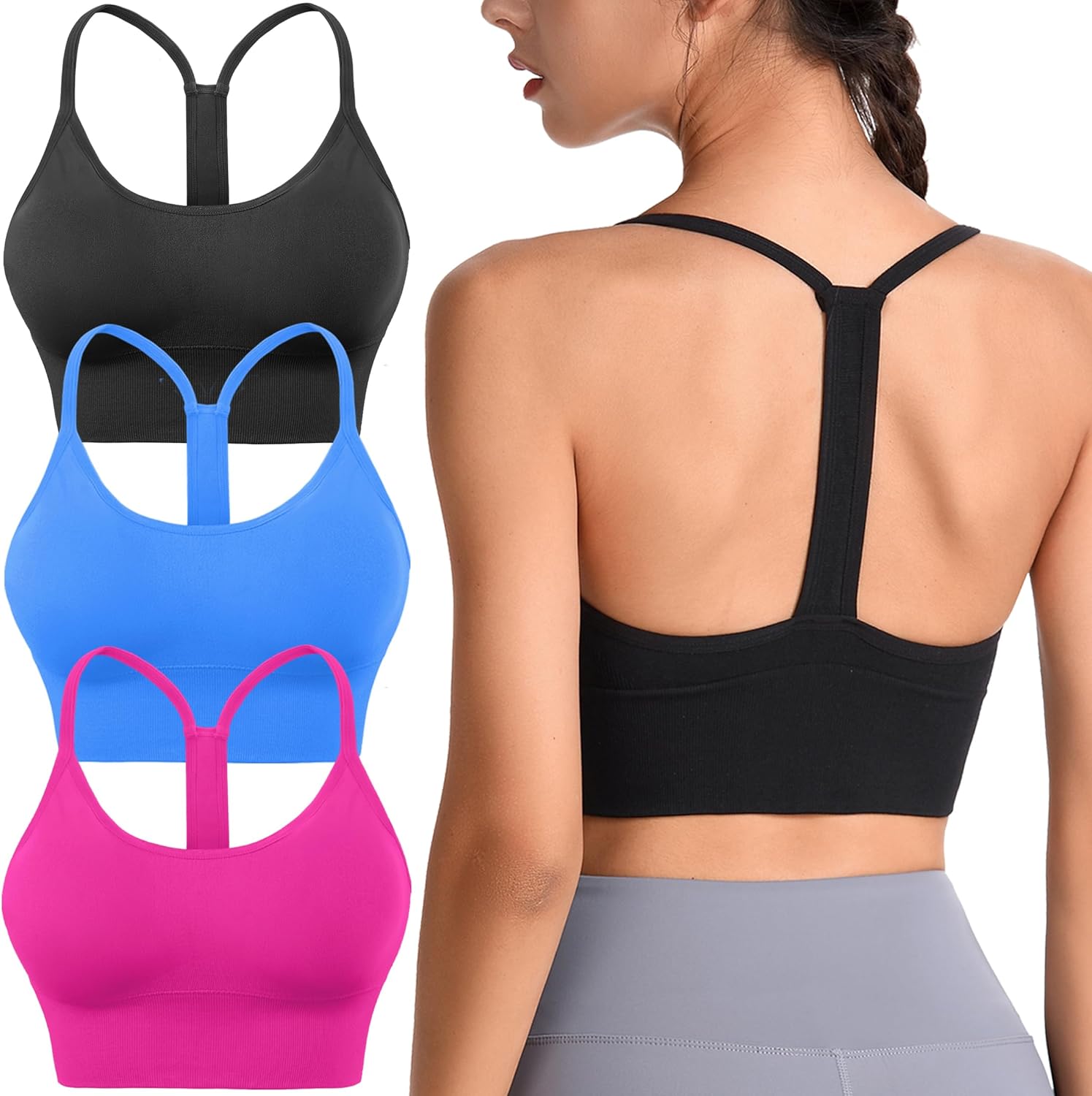 Evcute Racerback Sports Bras for Yoga and Fitness Activities