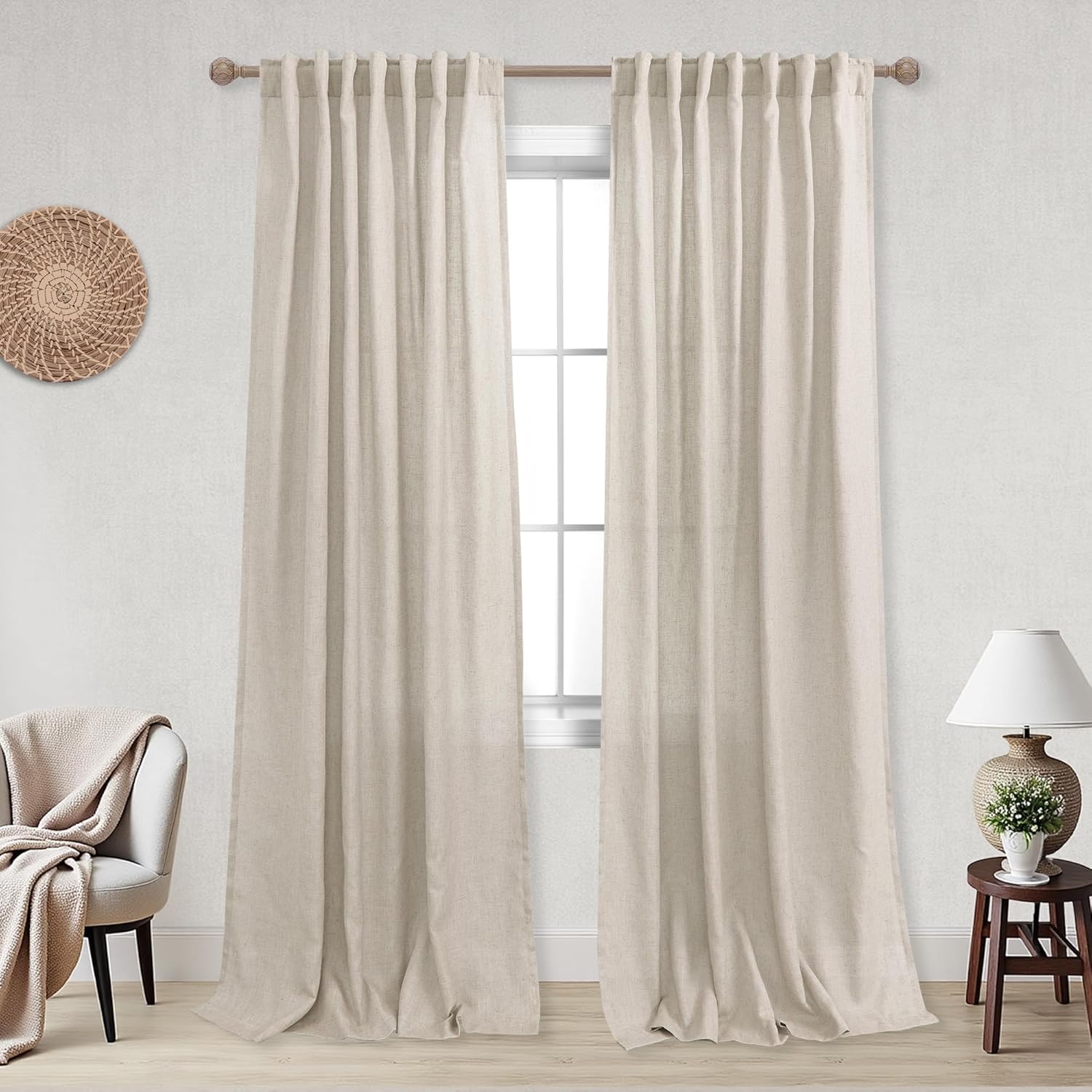 KOUFALL Tan Rustic Curtains for Living Room 84 Inches Long