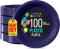 Exquisite Party Solids Navy 10in Heavy Duty Plastic Plates - 100 Pack