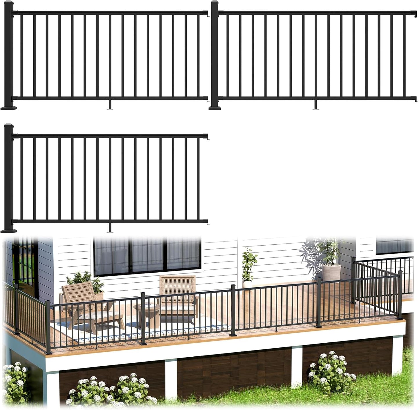 36 in. H x 18 ft. W Aluminum Porch and Deck Railing Kit