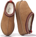 100% Genuine Leather Platform Slippers for Women - Cozy Memory Foam
