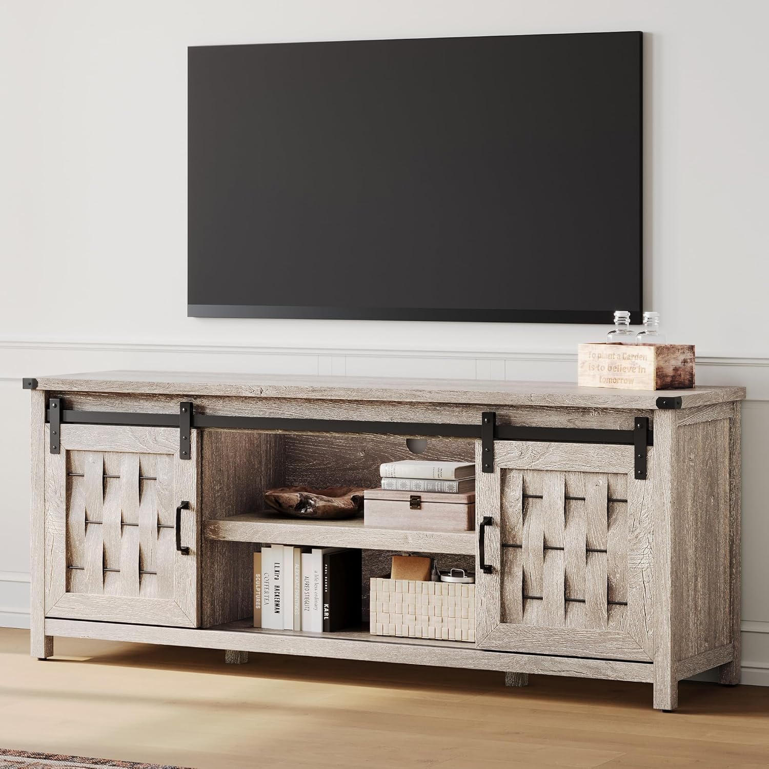 LINSY HOME Farmhouse TV Stand - Stylish Storage Solution