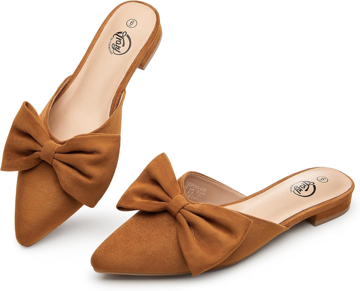 Trary Women's Black Bow Pointed Toe Mules for All-Day Comfort