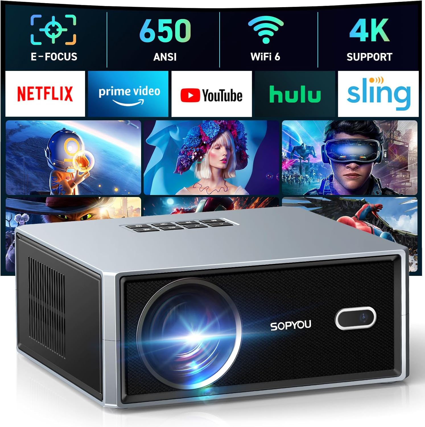 Ultimate Home Theater Projector: WiFi, Bluetooth, 1080P, 4K Support