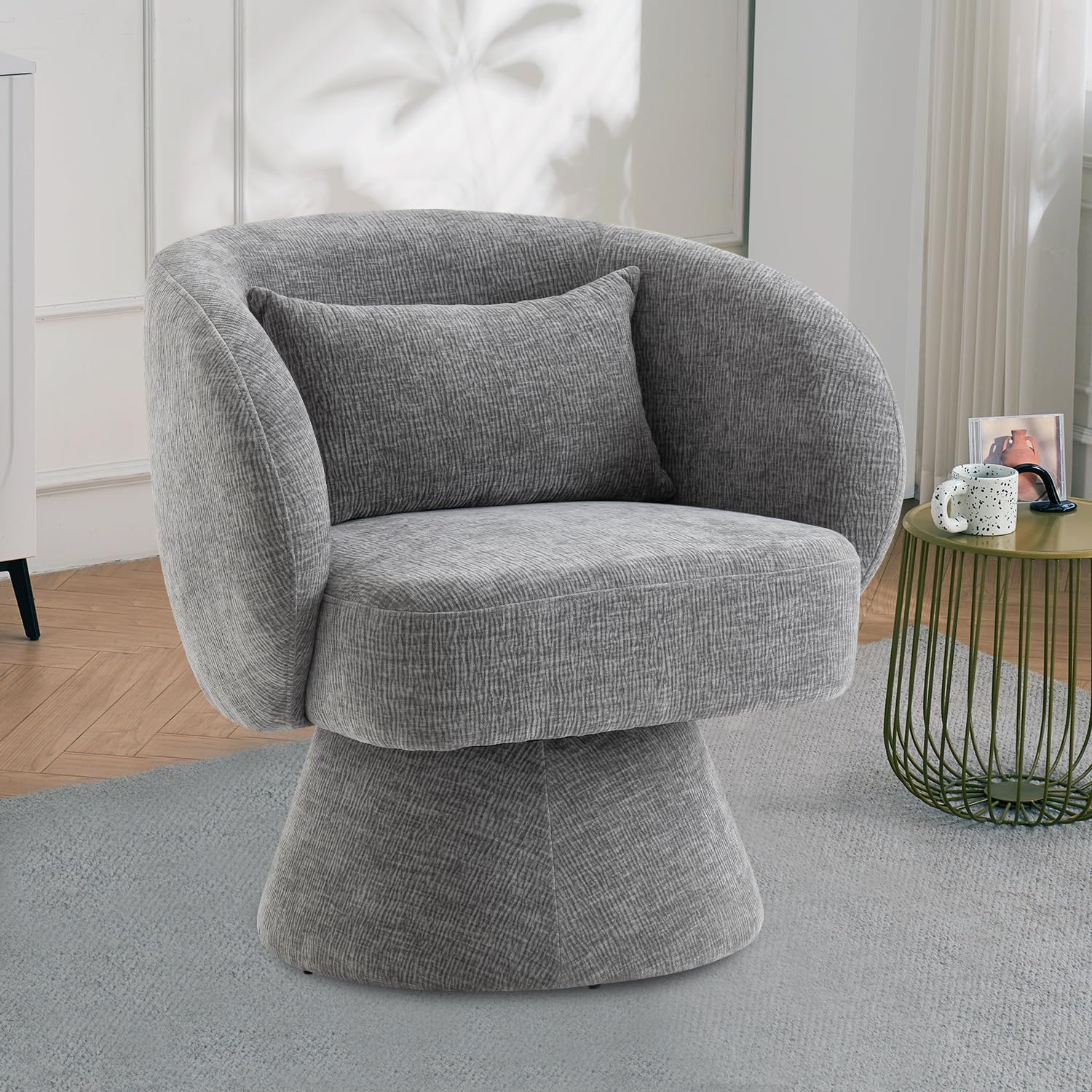 Swivel Velvet Chair with Pillow for Stylish Comfort