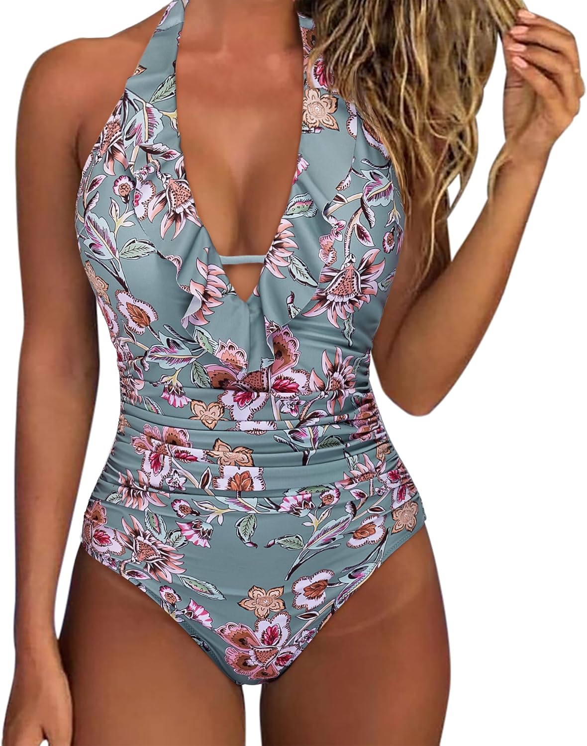SUUKSESS Women Sexy Halter One Piece Swimsuits for Summer Fun