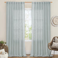 LAMIT Extra Wide Linen Curtains Greyish Blue - Light Filtering Panels