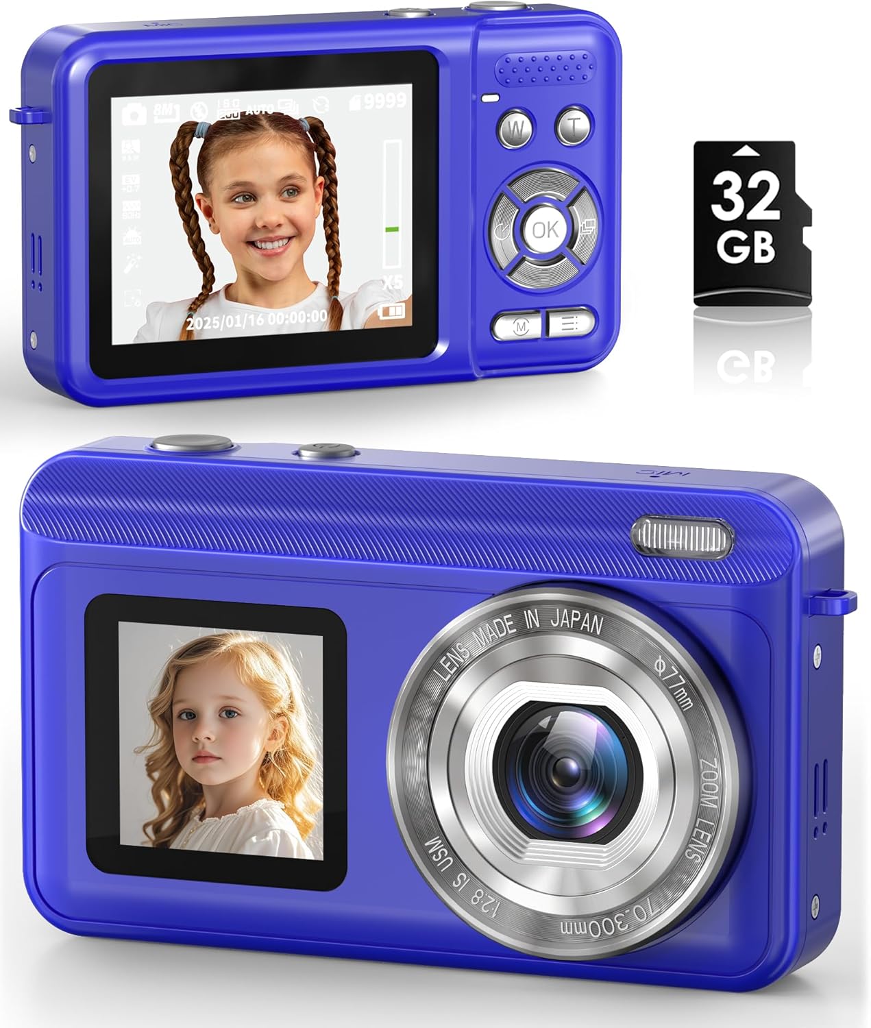 Jexylon Dual-Screen 2.7K Vlogging Camera - Auto-Focus, 16x Zoom