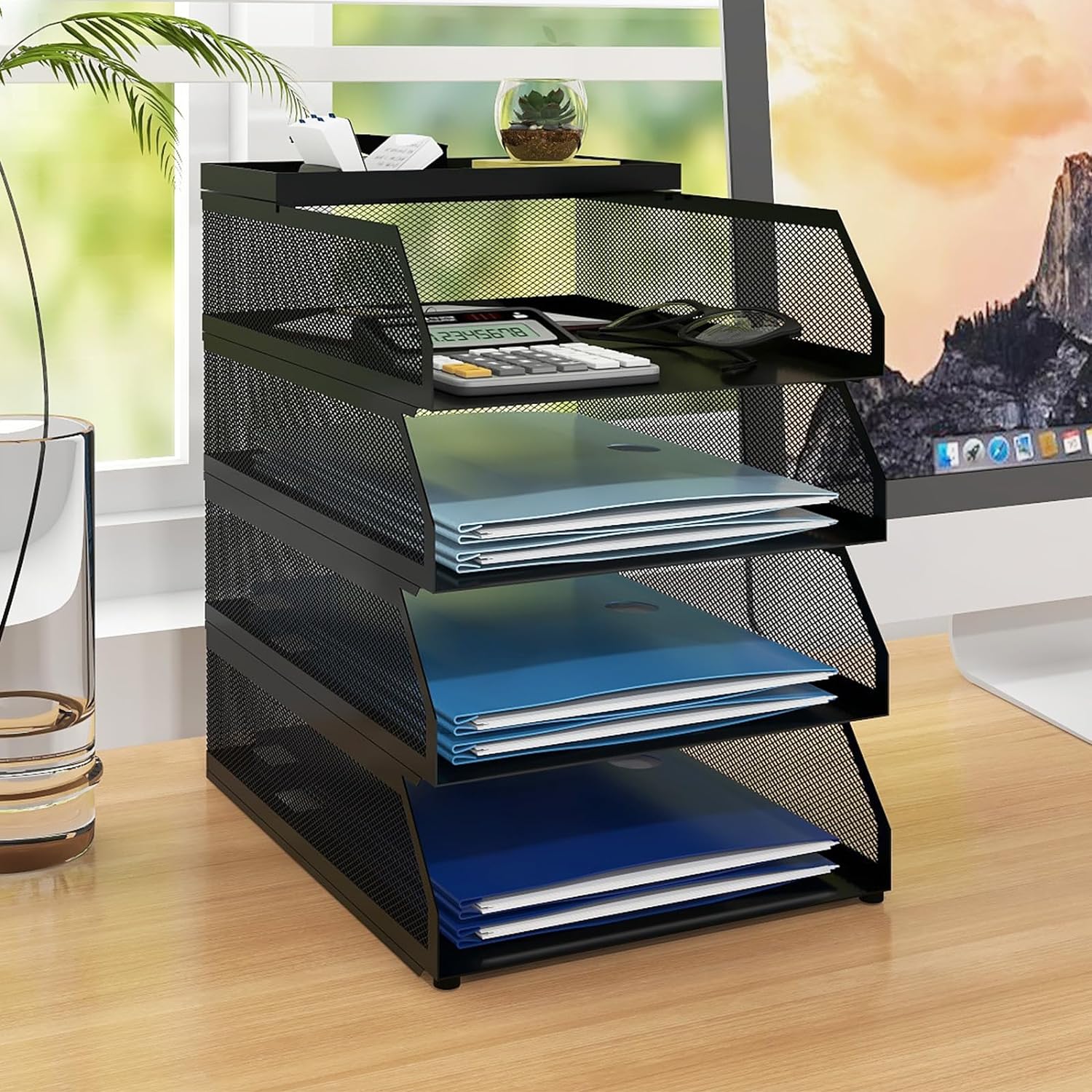 4-Tier Desk Organizer for Efficient Office Storage Solutions