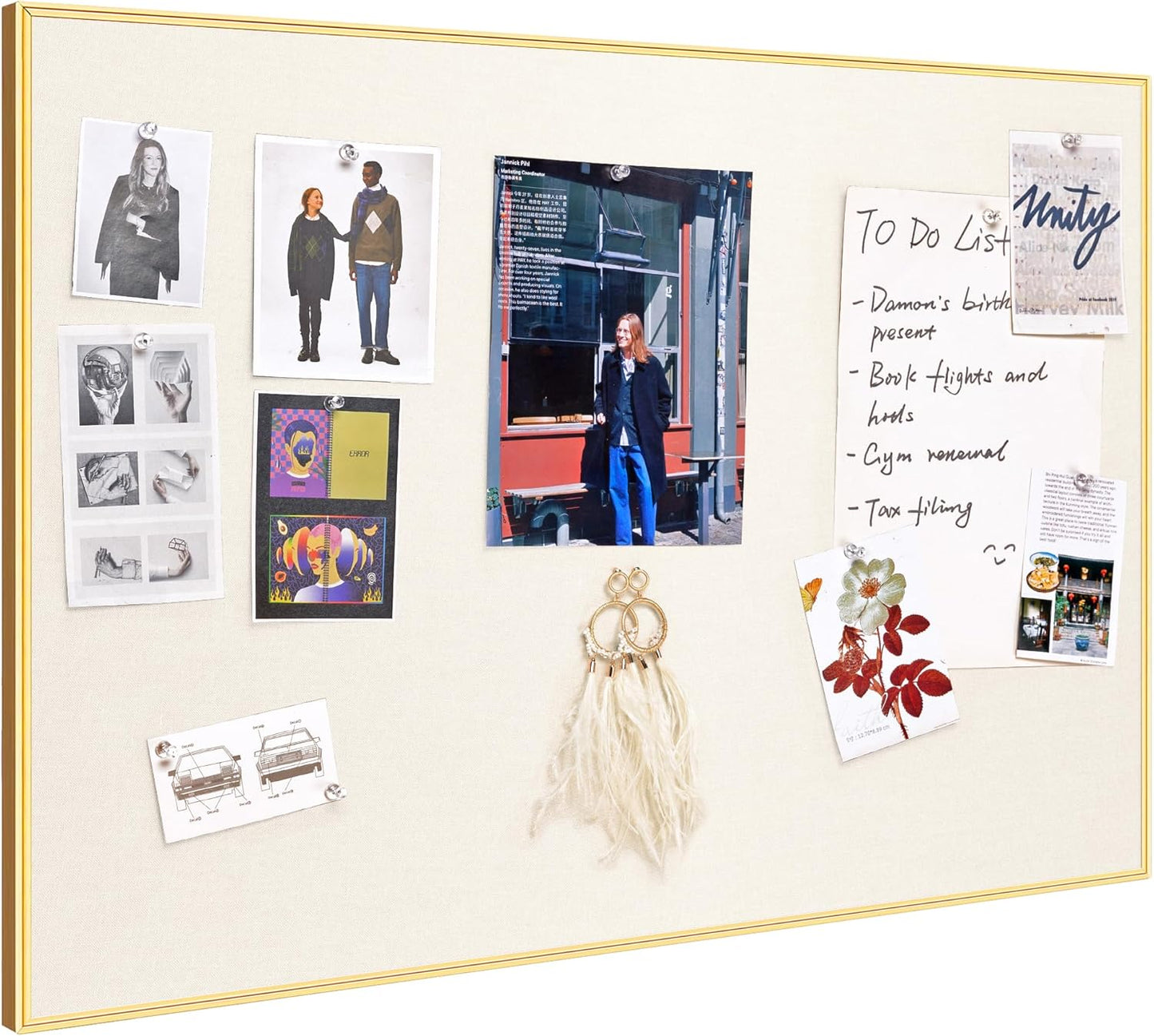 30 x 20 inches Bulletin Board with Golden Aluminum Frame