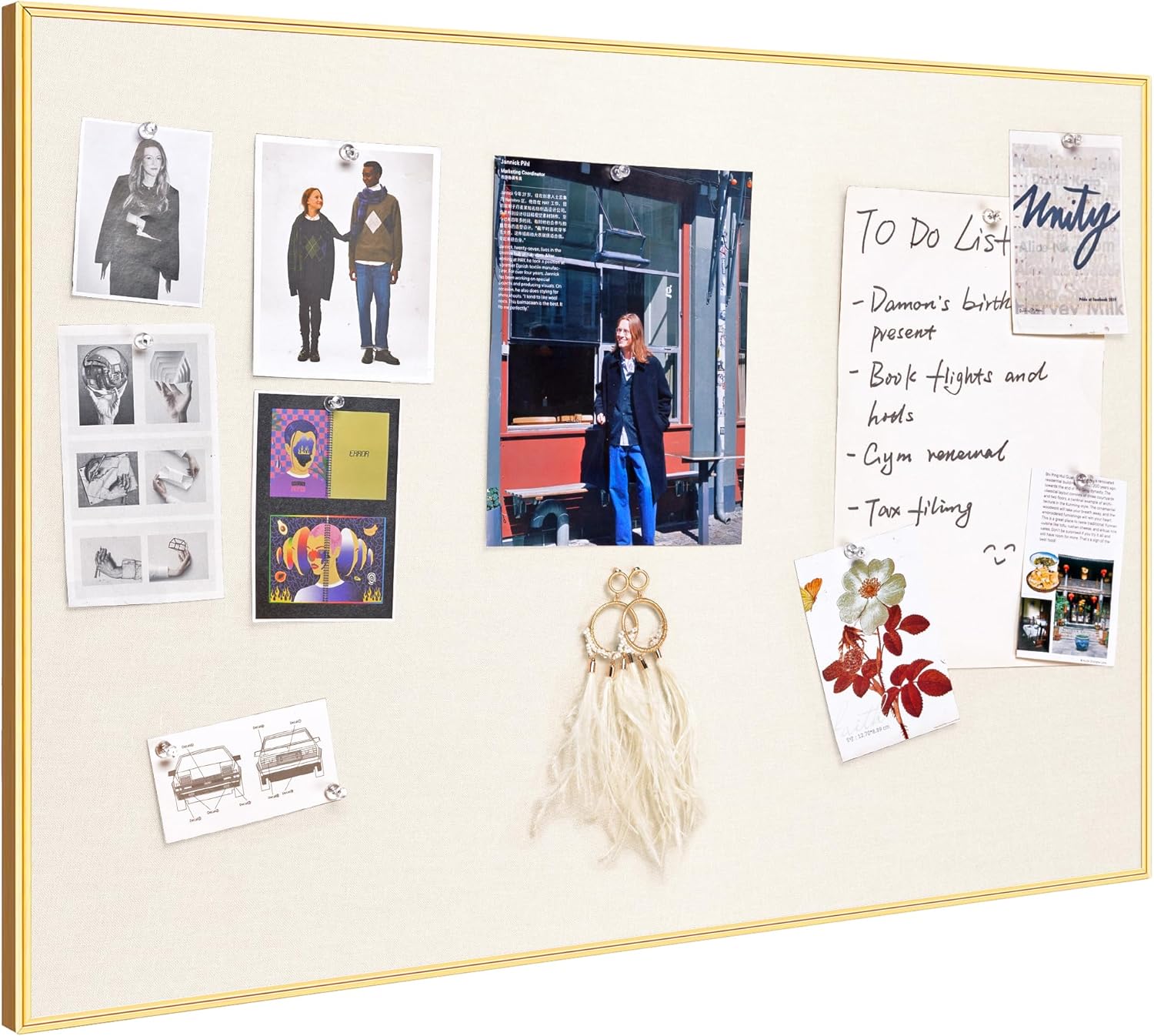 30 x 20 inches Bulletin Board with Golden Aluminum Frame
