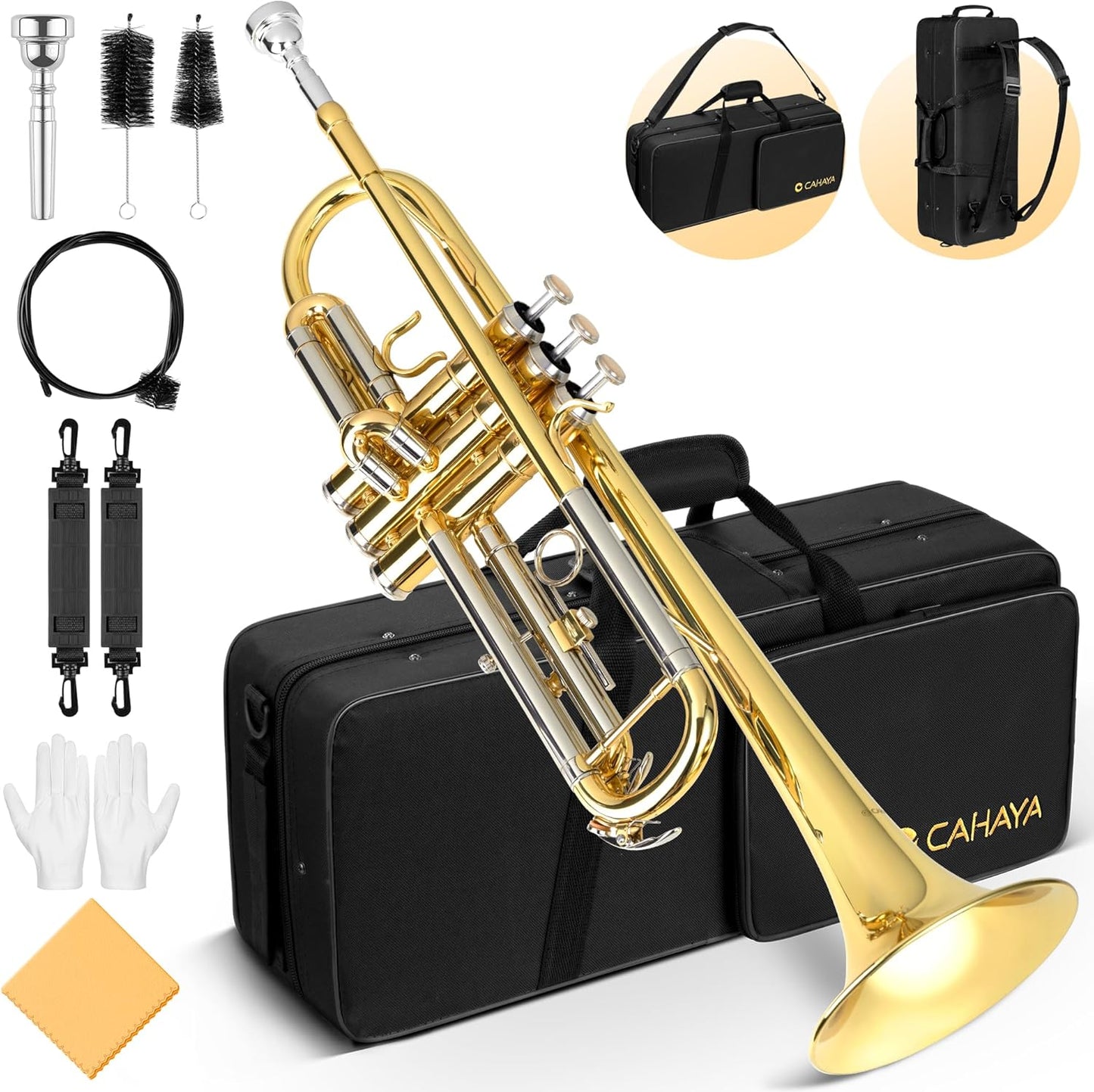 CAHAYA Bb Trumpet Instrument for Beginners with Hard Case
