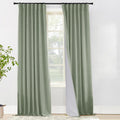 PANELSBURG 96 in Curtains 2 Panel Set - Linen Sage Green Blackout